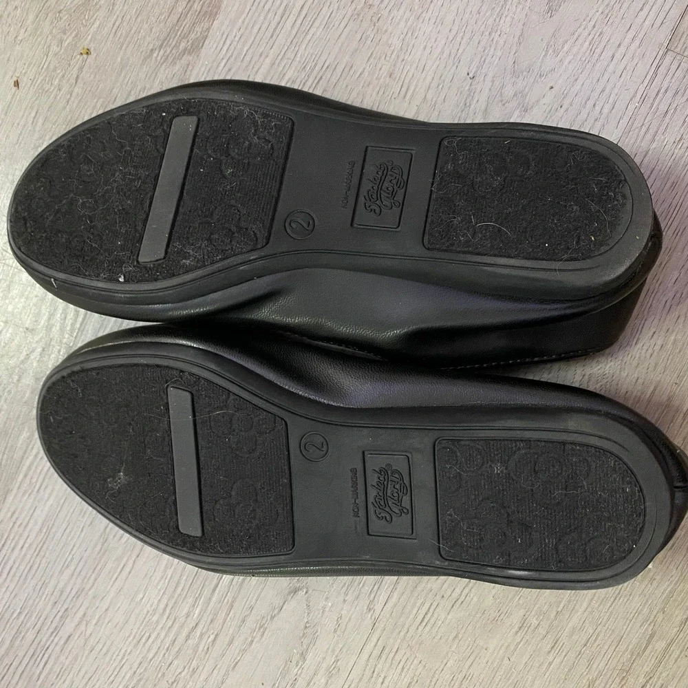Faded Glory Ballet Flats Kids Size 2 Black Elastic Criss-Cross Straps‎